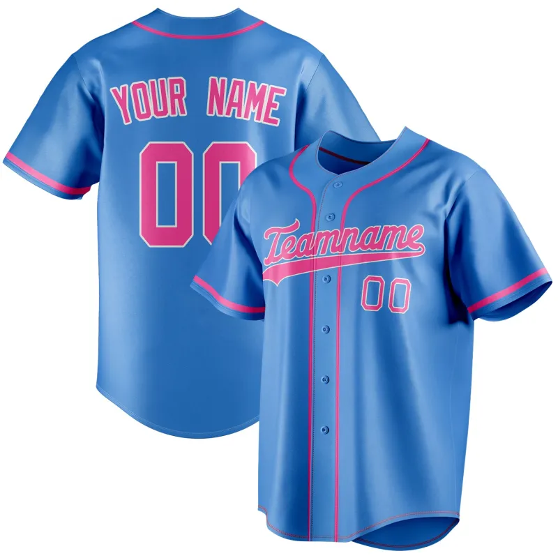 Custom Electric Blue & Pink Color Fan Baseball Jersey sold by Tailorly