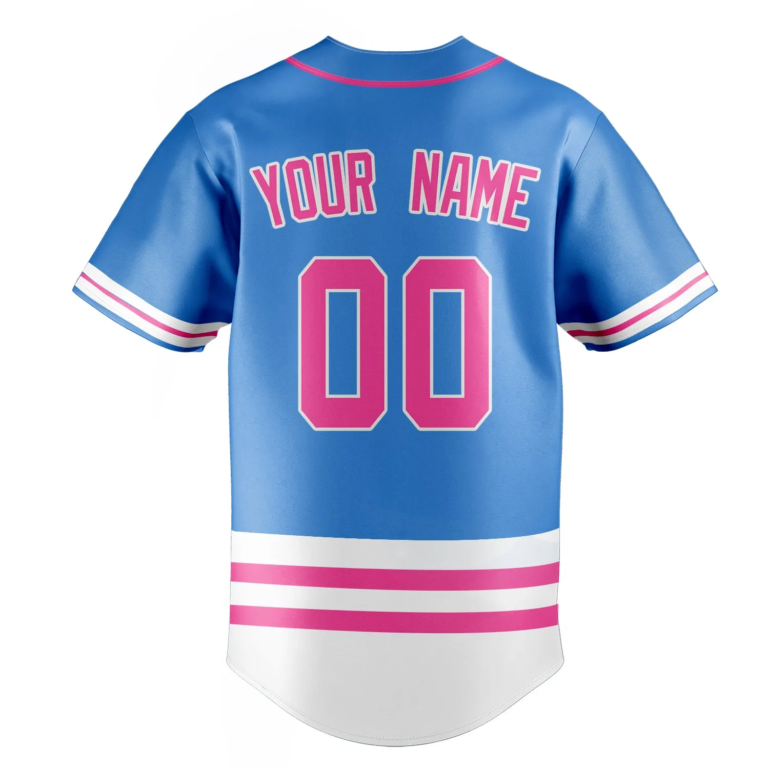 Custom Electric Blue & Pink Double Stripe Fan Baseball Jersey sold by Tailorly product image thumbnail 4