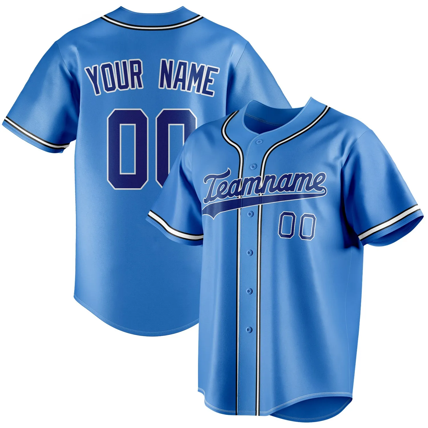 Custom Electric Blue & Navy Color Fan Baseball Jersey sold by Tailorly