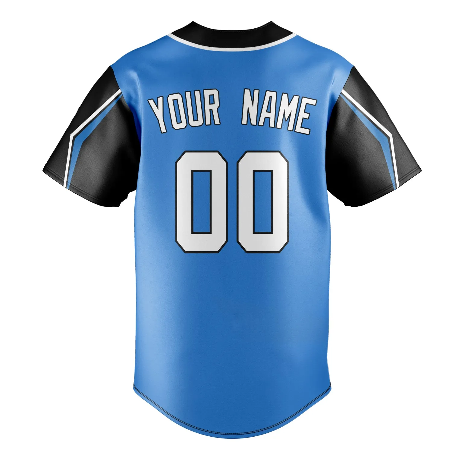 Custom Electric Blue & Navy 3 Colors Arm Shapes Fan Baseball Jersey sold by Tailorly product image thumbnail 4