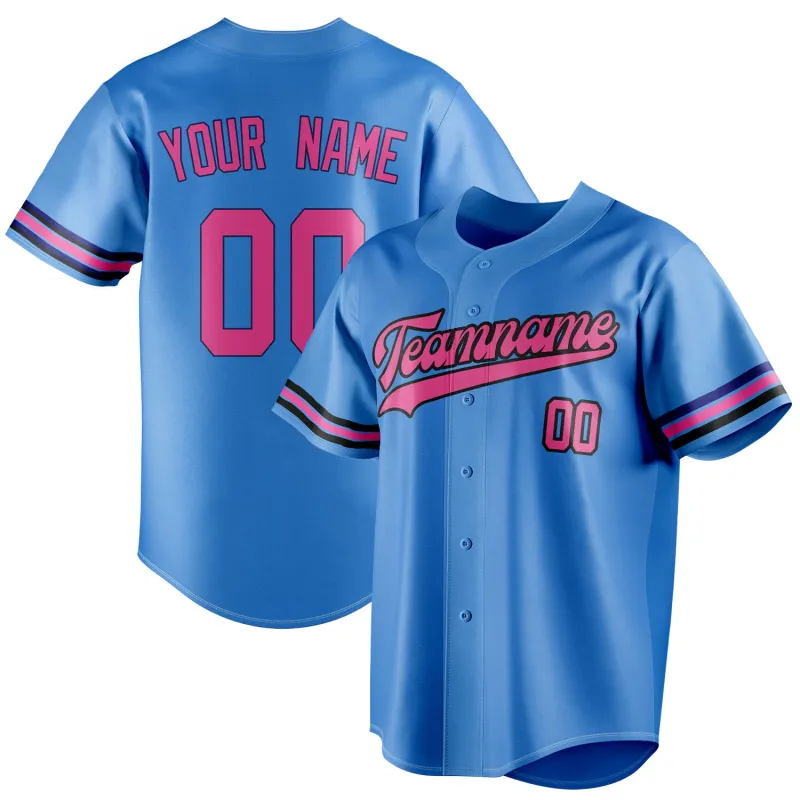 Custom Electric Blue & Pink Color Fan Baseball Jersey sold by Tailorly