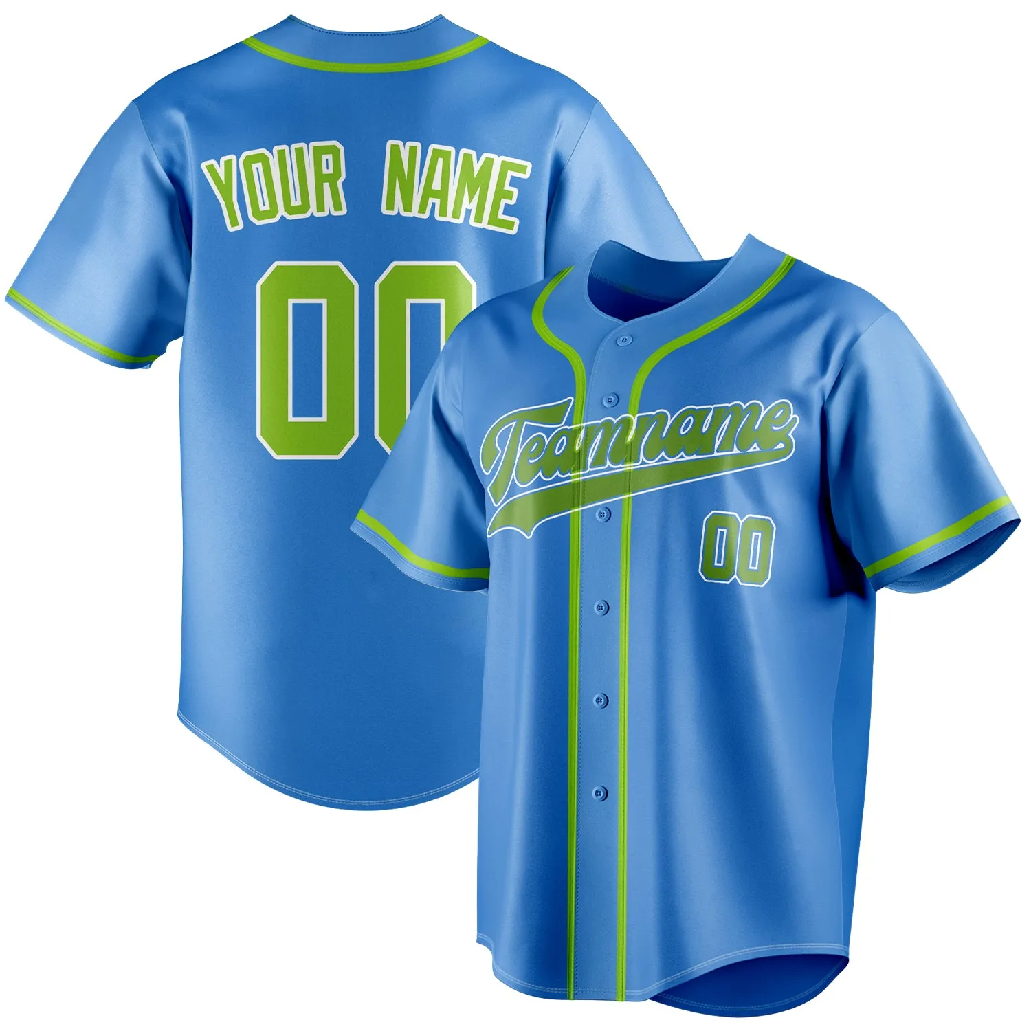 Custom Electric Blue & Green Color Fan Baseball Jersey sold by Tailorly
