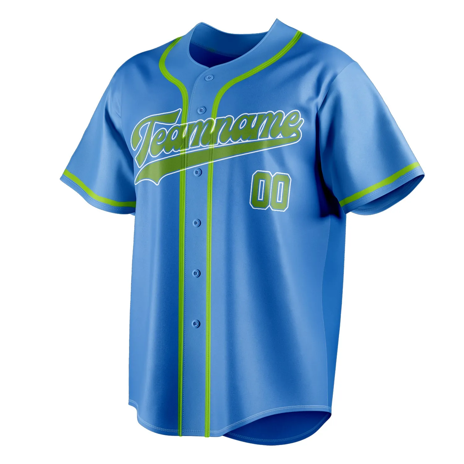 Custom Electric Blue & Green Color Fan Baseball Jersey sold by Tailorly product image thumbnail 3