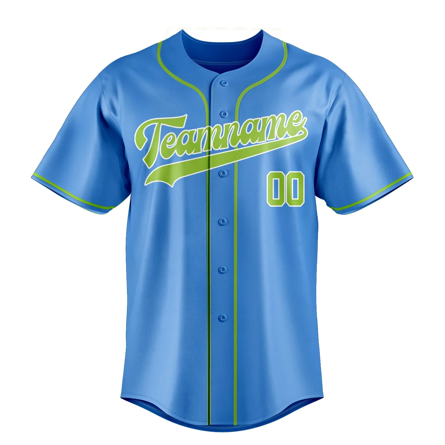 Custom Electric Blue & Green Color Fan Baseball Jersey sold by Tailorly product image thumbnail 2