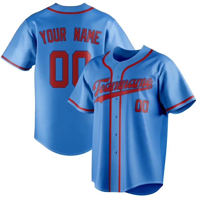 Custom Electric Blue & Red Color Fan Baseball Jersey sold by Tailorly