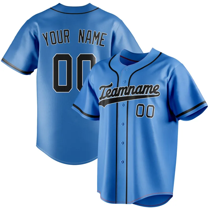 Custom Electric Blue & Black Color Fan Baseball Jersey sold by Tailorly