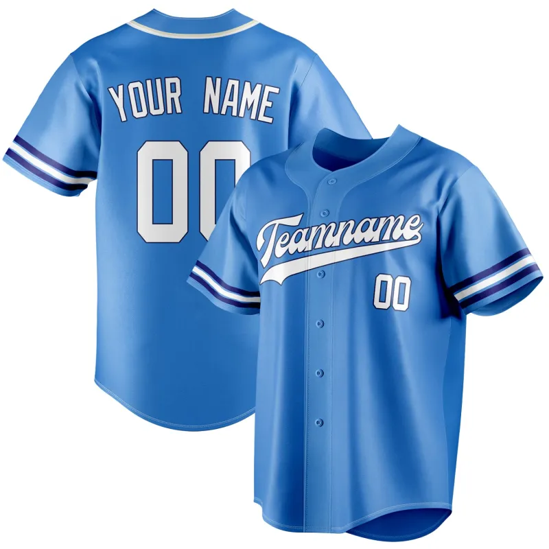 Custom Electric Blue & White Color Fan Baseball Jersey sold by Tailorly
