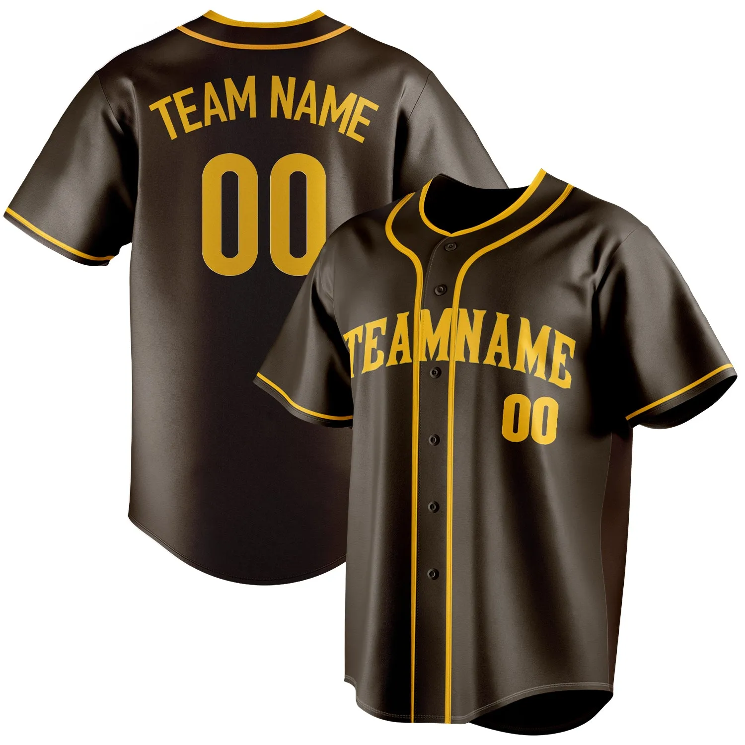 Custom Brown & Gold Color Fan Baseball Jersey sold by Tailorly