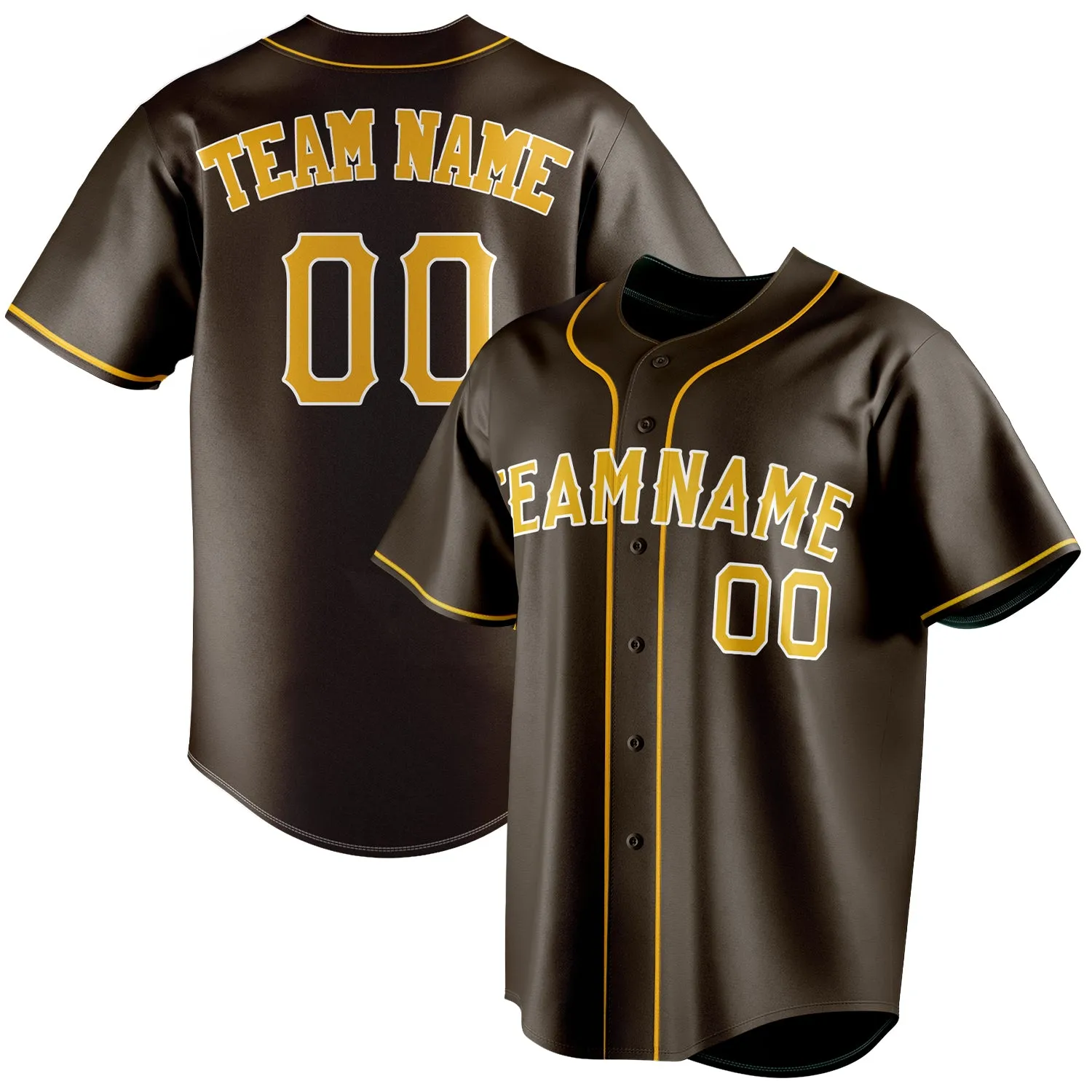 Custom Brown & Yellow Color Fan Baseball Jersey sold by Tailorly