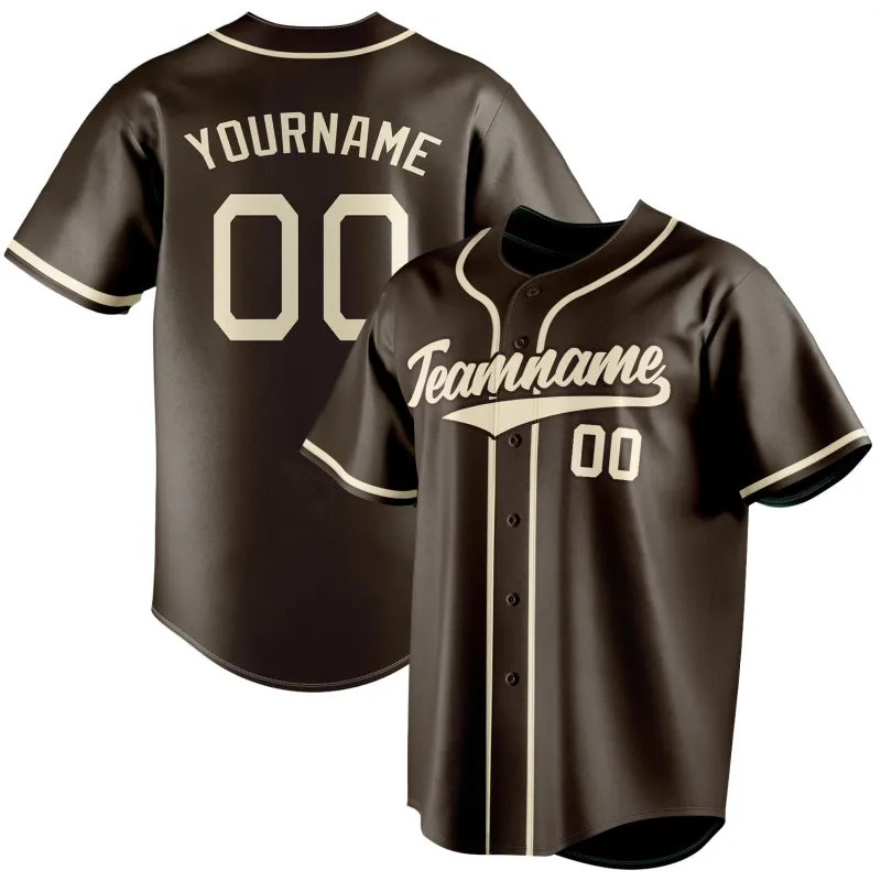 Custom Brown & Cream Color Fan Baseball Jersey made by Tailorly