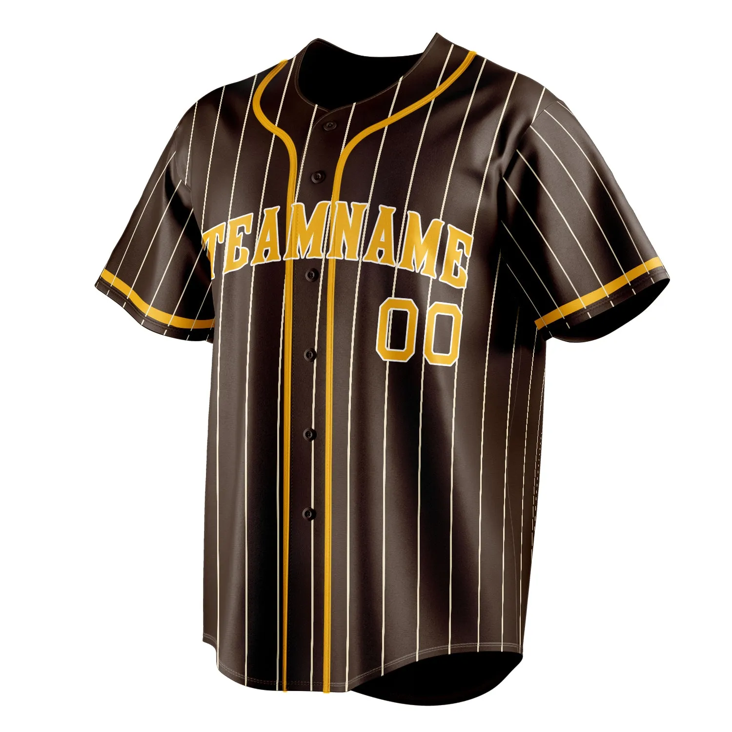 Custom Brown & Yellow Cream Pinstripe Fan Baseball Jersey sold by Tailorly product image thumbnail 3