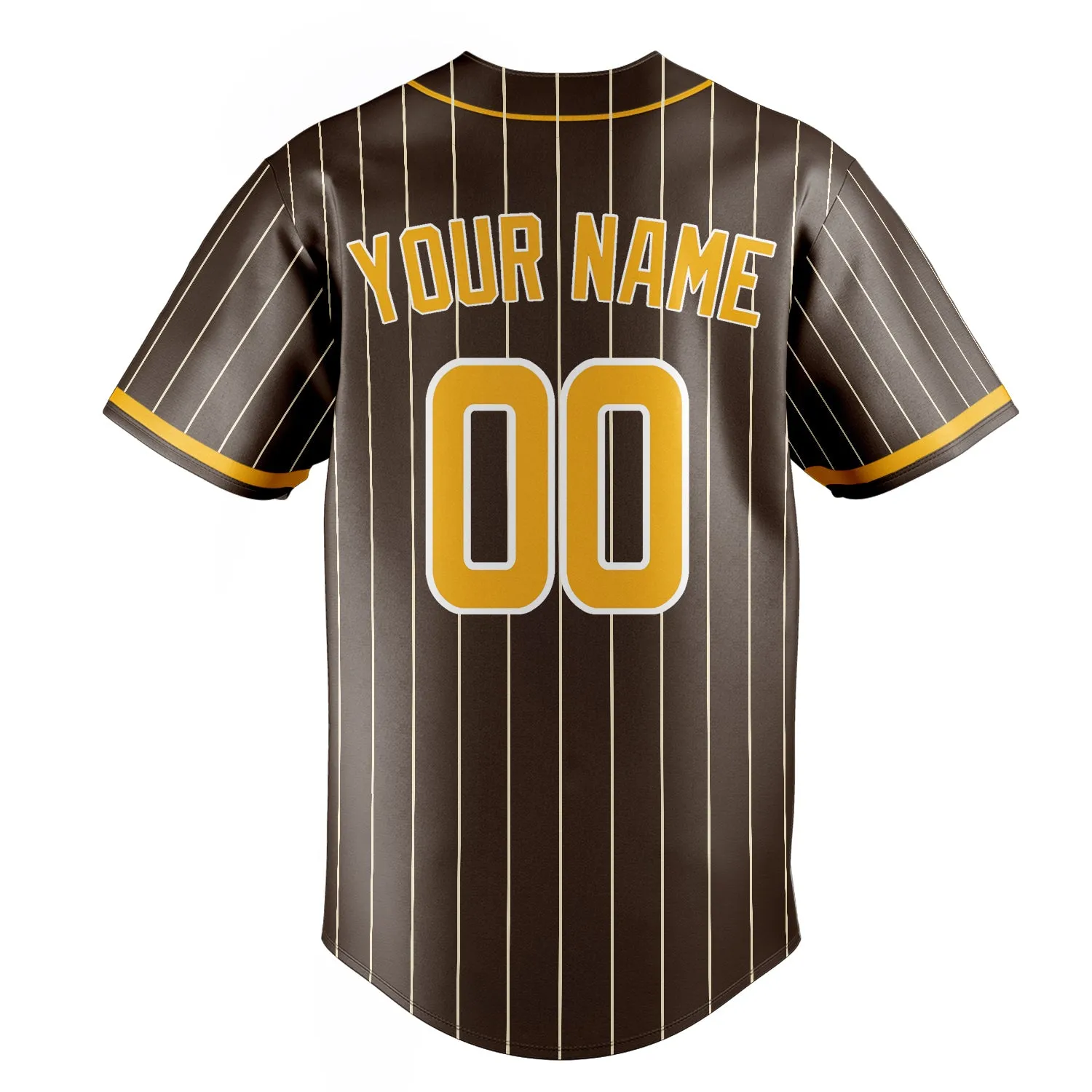 Custom Brown & Yellow Cream Pinstripe Fan Baseball Jersey sold by Tailorly product image thumbnail 4
