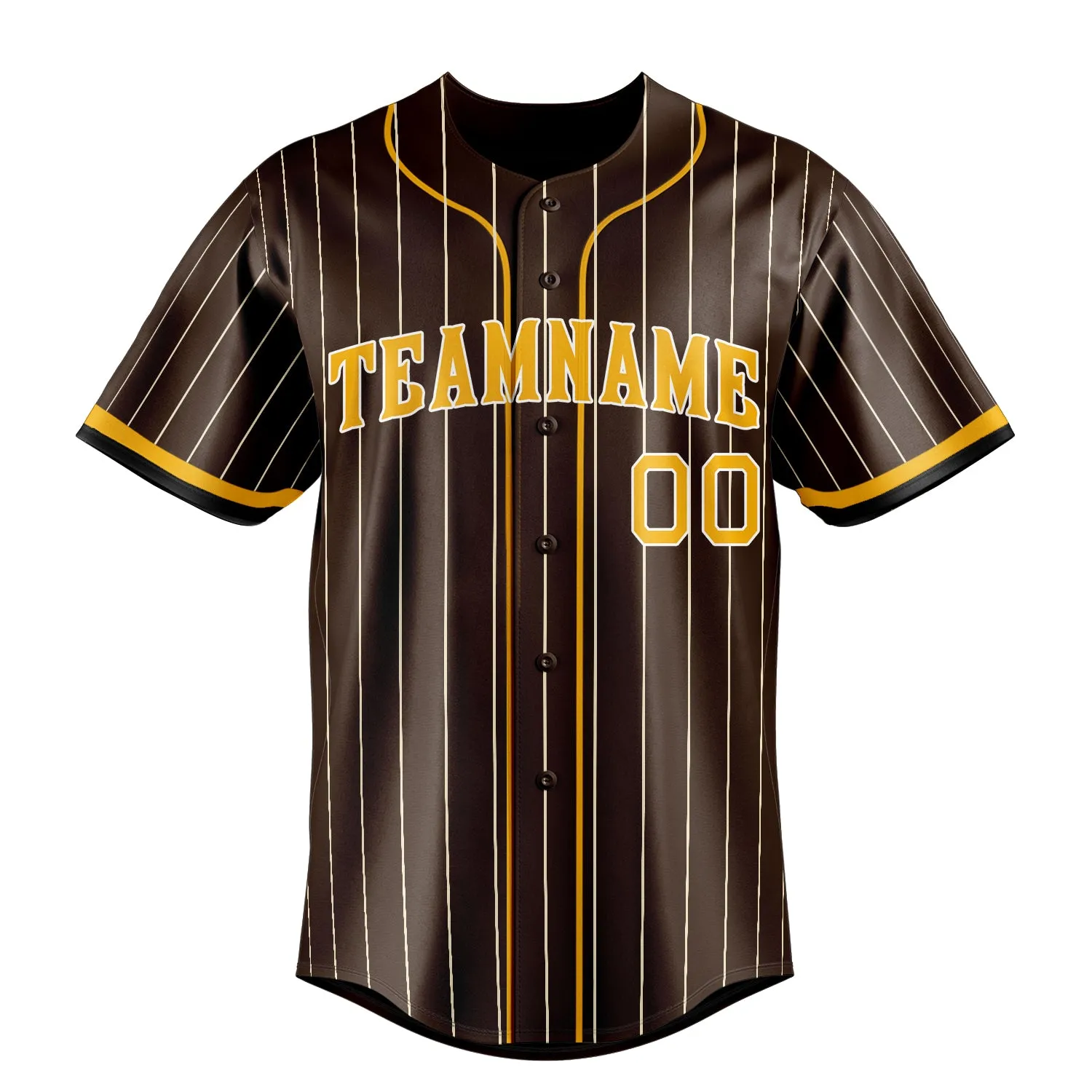 Custom Brown & Yellow Cream Pinstripe Fan Baseball Jersey sold by Tailorly product image thumbnail 2