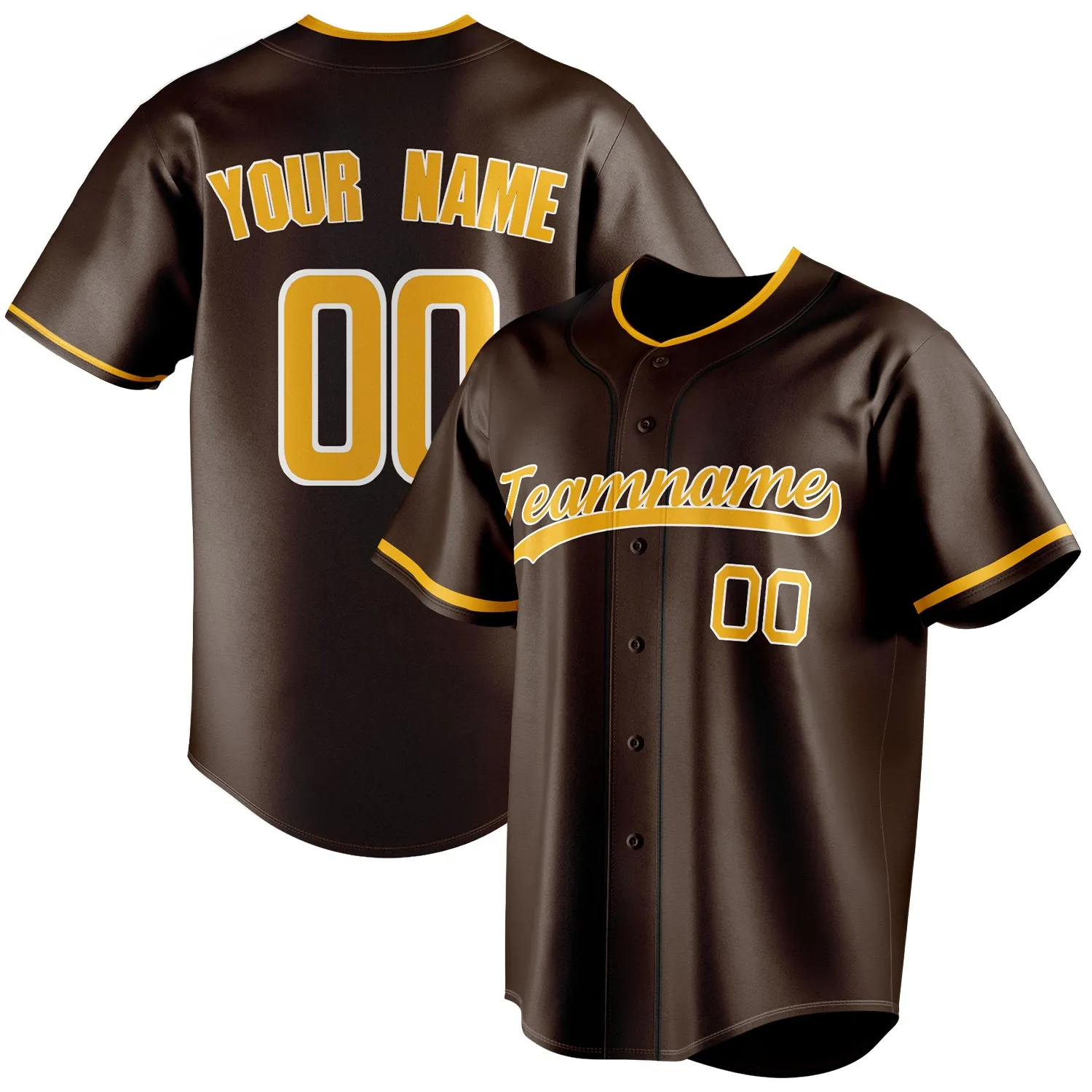 Custom Brown & Gold Color Fan Baseball Jersey sold by Tailorly