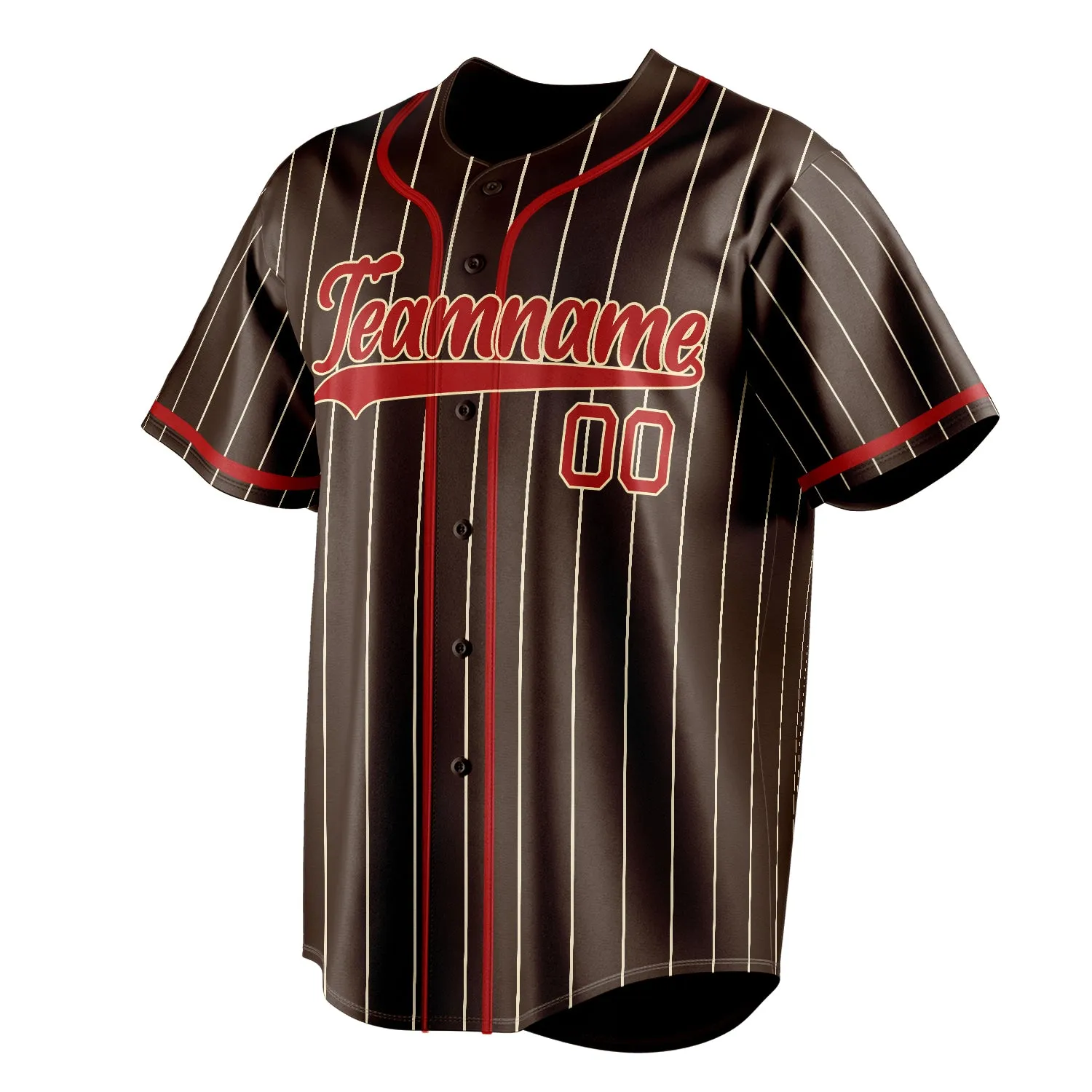 Custom Brown & Red Cream Pinstripe Fan Baseball Jersey sold by Tailorly product image thumbnail 3