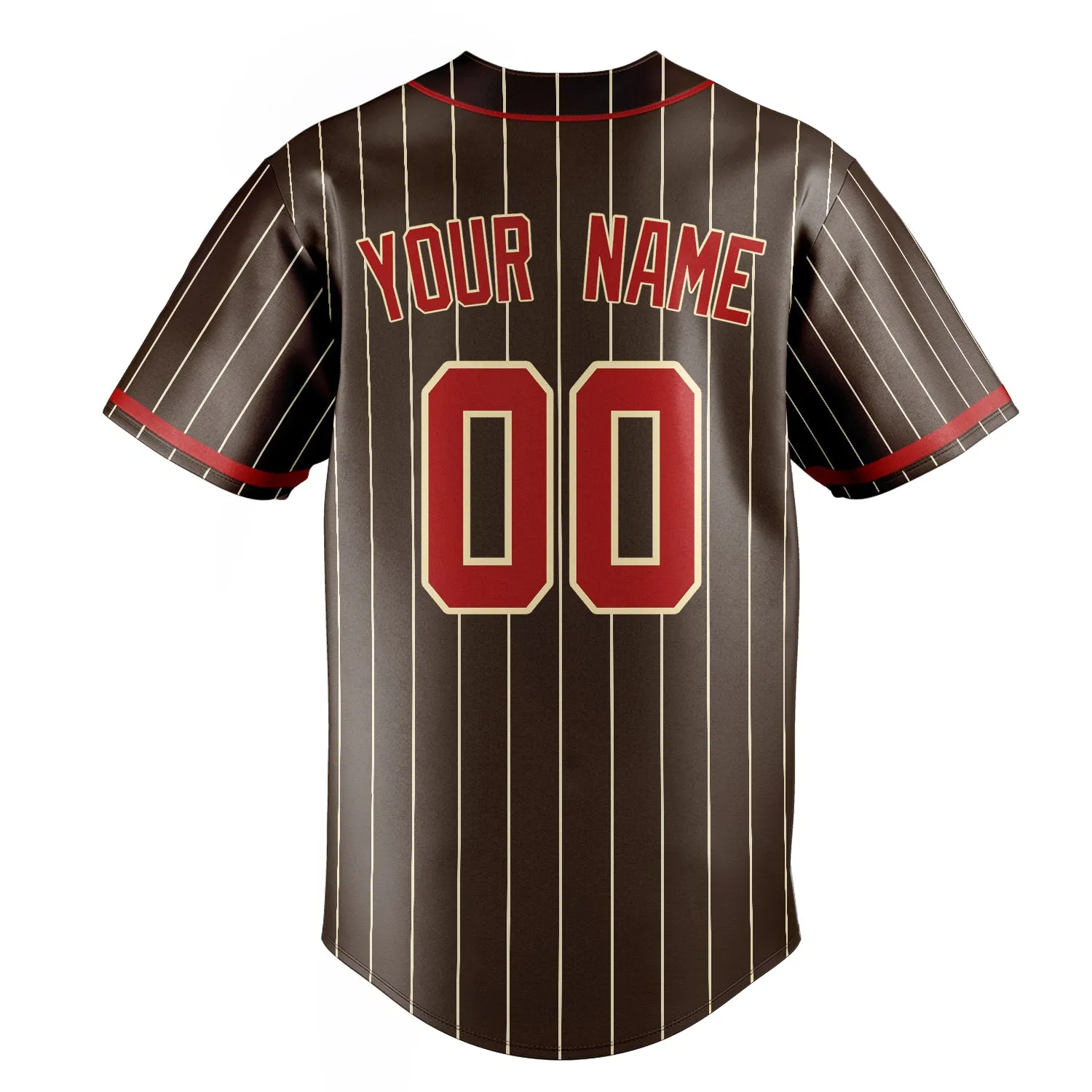 Custom Brown & Red Cream Pinstripe Fan Baseball Jersey sold by Tailorly product image thumbnail 4