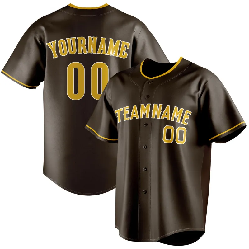 Custom Brown & Gold Color Fan Baseball Jersey sold by Tailorly