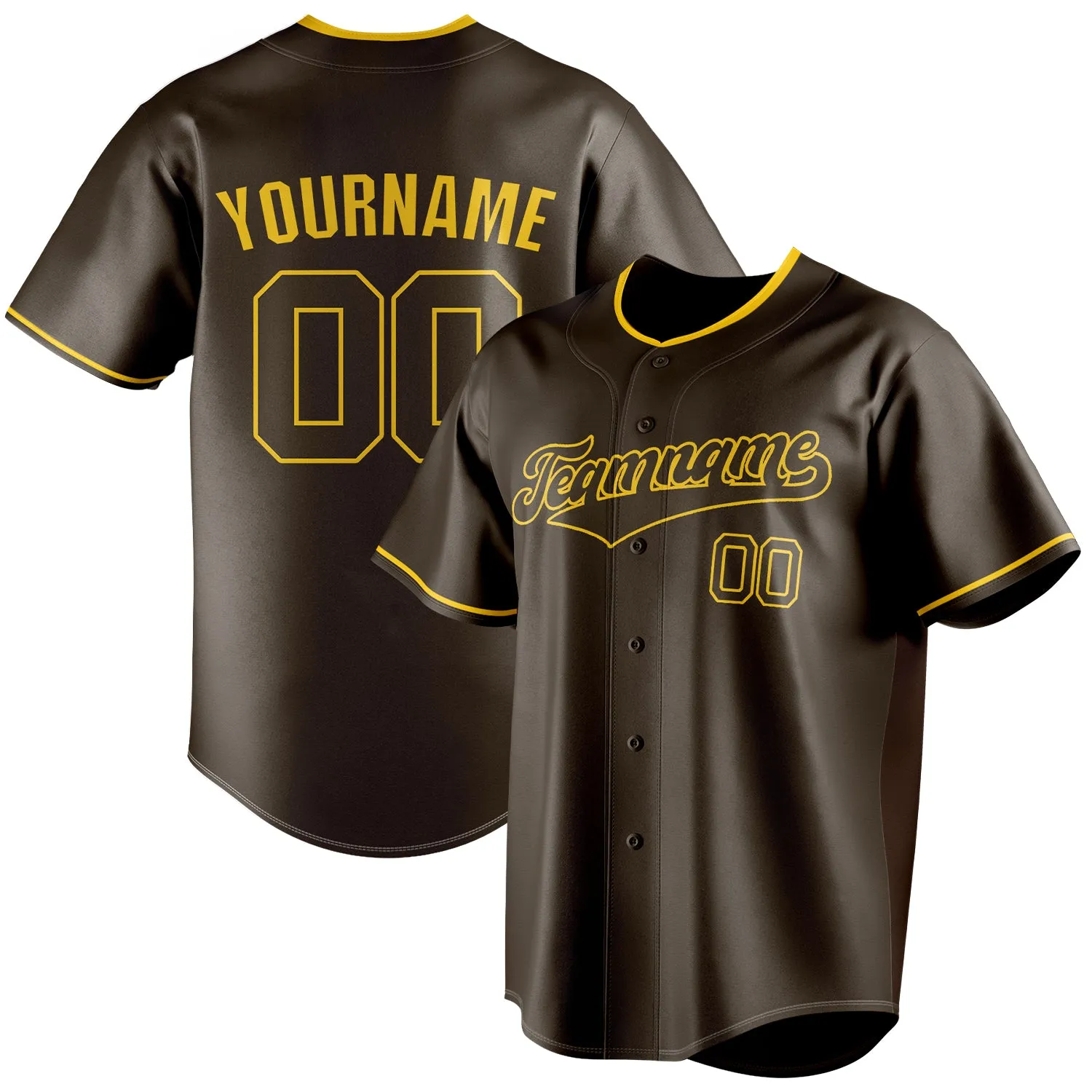 Custom Brown & Gold Color Fan Baseball Jersey sold by Tailorly