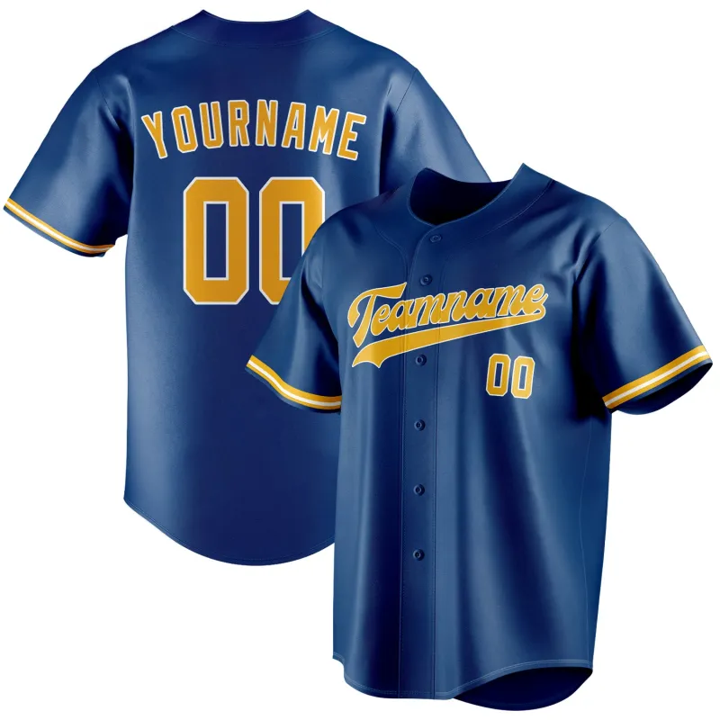 Custom Blue & Gold Color Fan Baseball Jersey sold by Tailorly