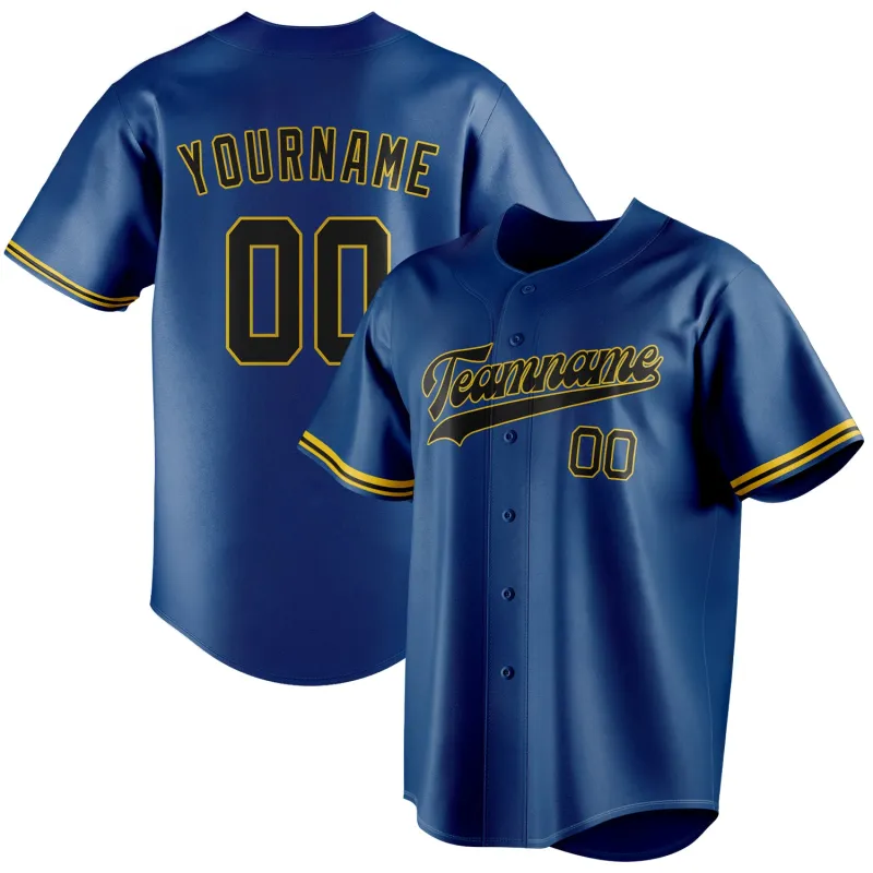 Custom Blue & Black Color Fan Baseball Jersey made by Tailorly