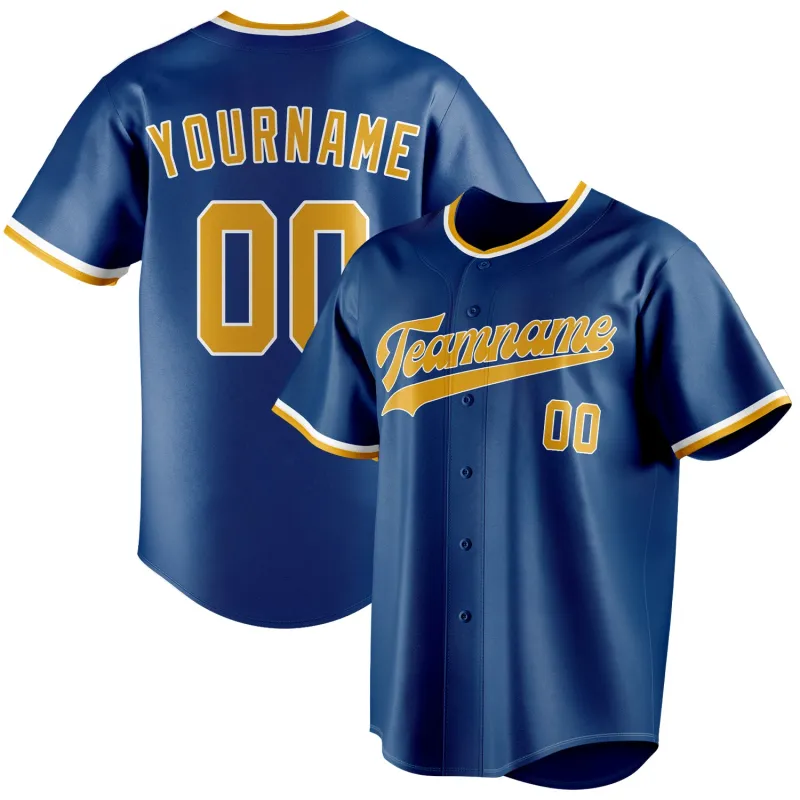 Custom Blue & Gold Color Fan Baseball Jersey sold by Tailorly