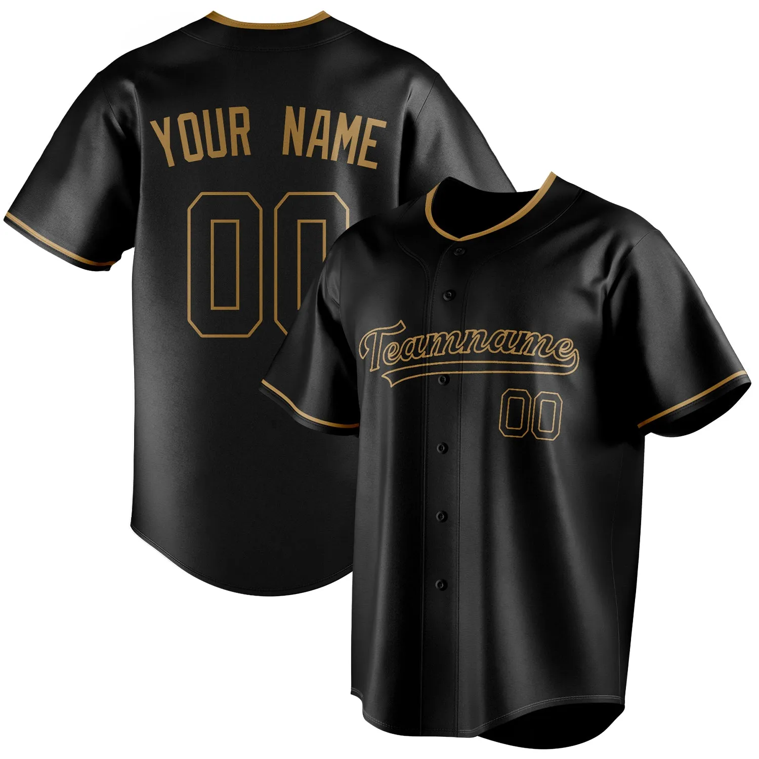 Custom Black & Old Gold Color Fan Baseball Jersey sold by Tailorly