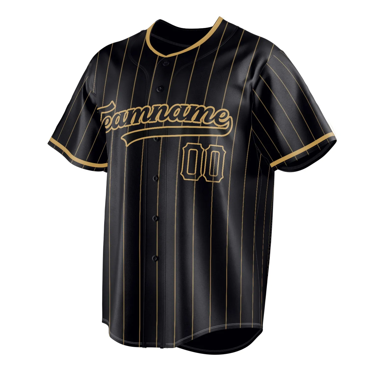 Custom Black & Old Gold Old Gold Pinstripe Fan Baseball Jersey sold by Tailorly product image thumbnail 3