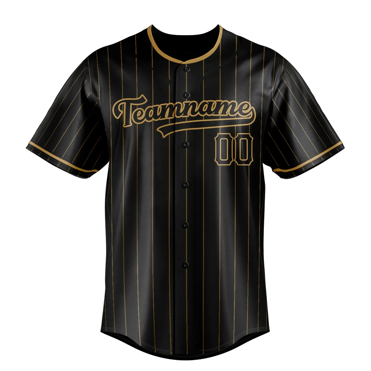 Custom Black & Old Gold Old Gold Pinstripe Fan Baseball Jersey sold by Tailorly product image thumbnail 2