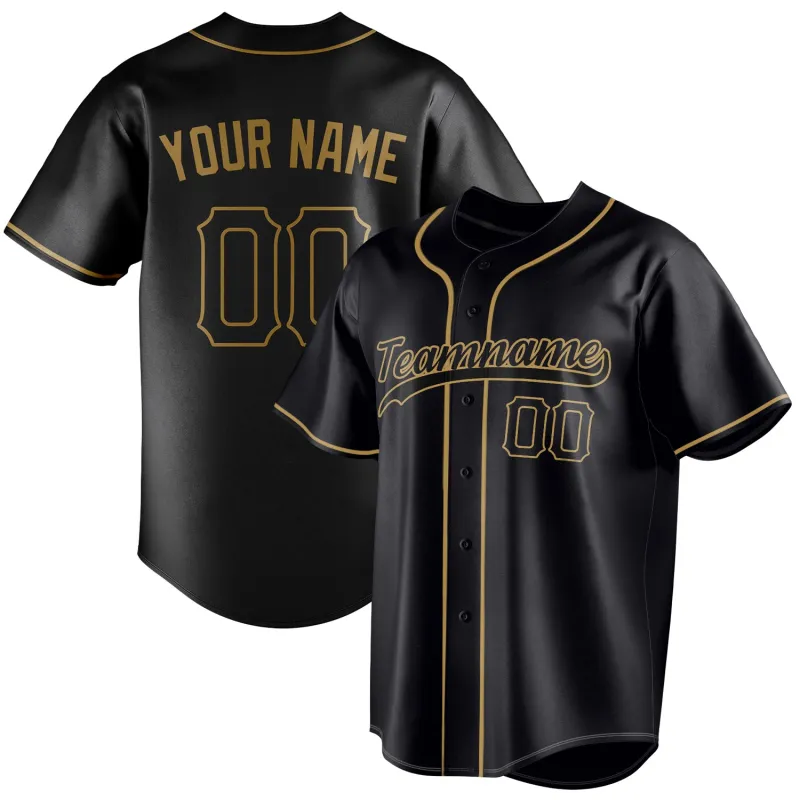 Custom Black & Old Gold Color Fan Baseball Jersey sold by Tailorly