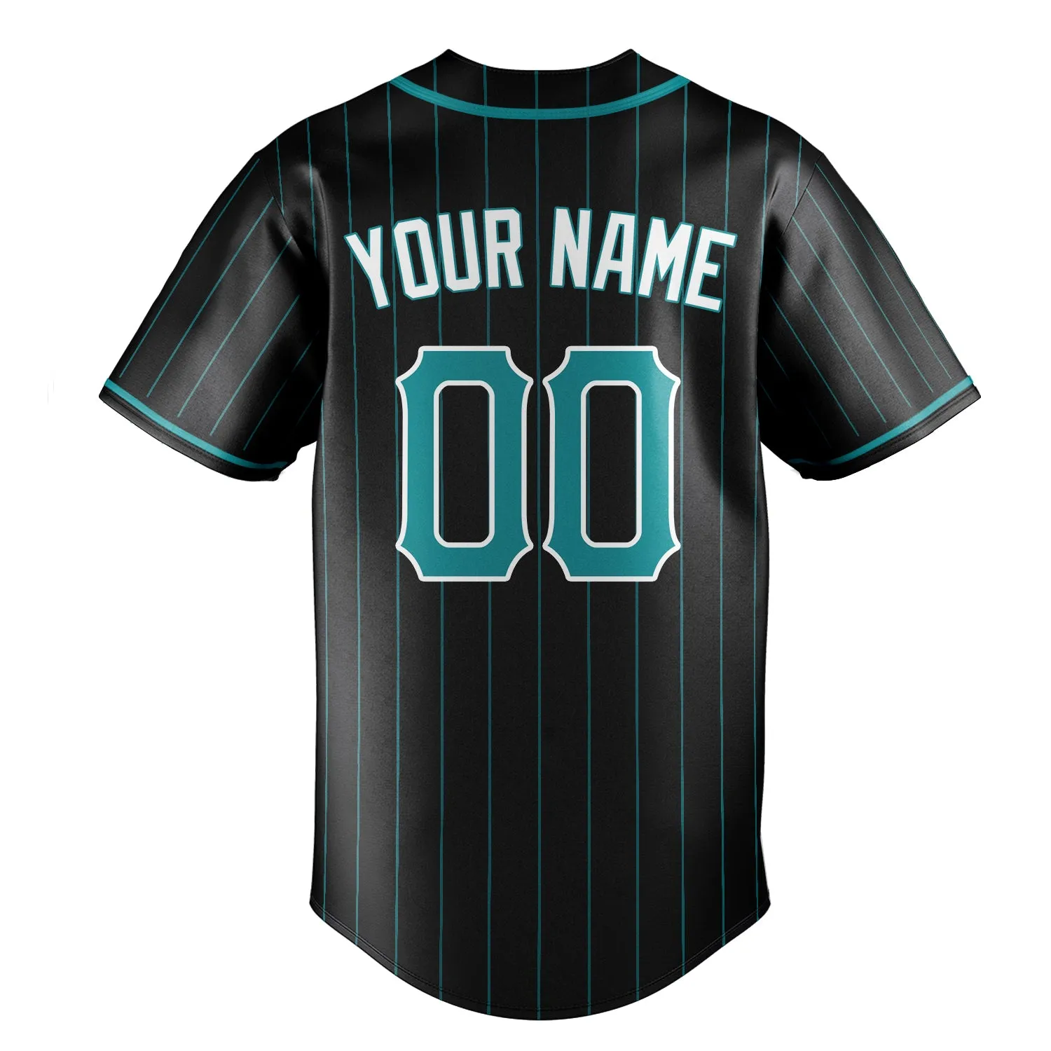 Custom Black & Aqua Aqua Pinstripe Fan Baseball Jersey sold by Tailorly product image thumbnail 4