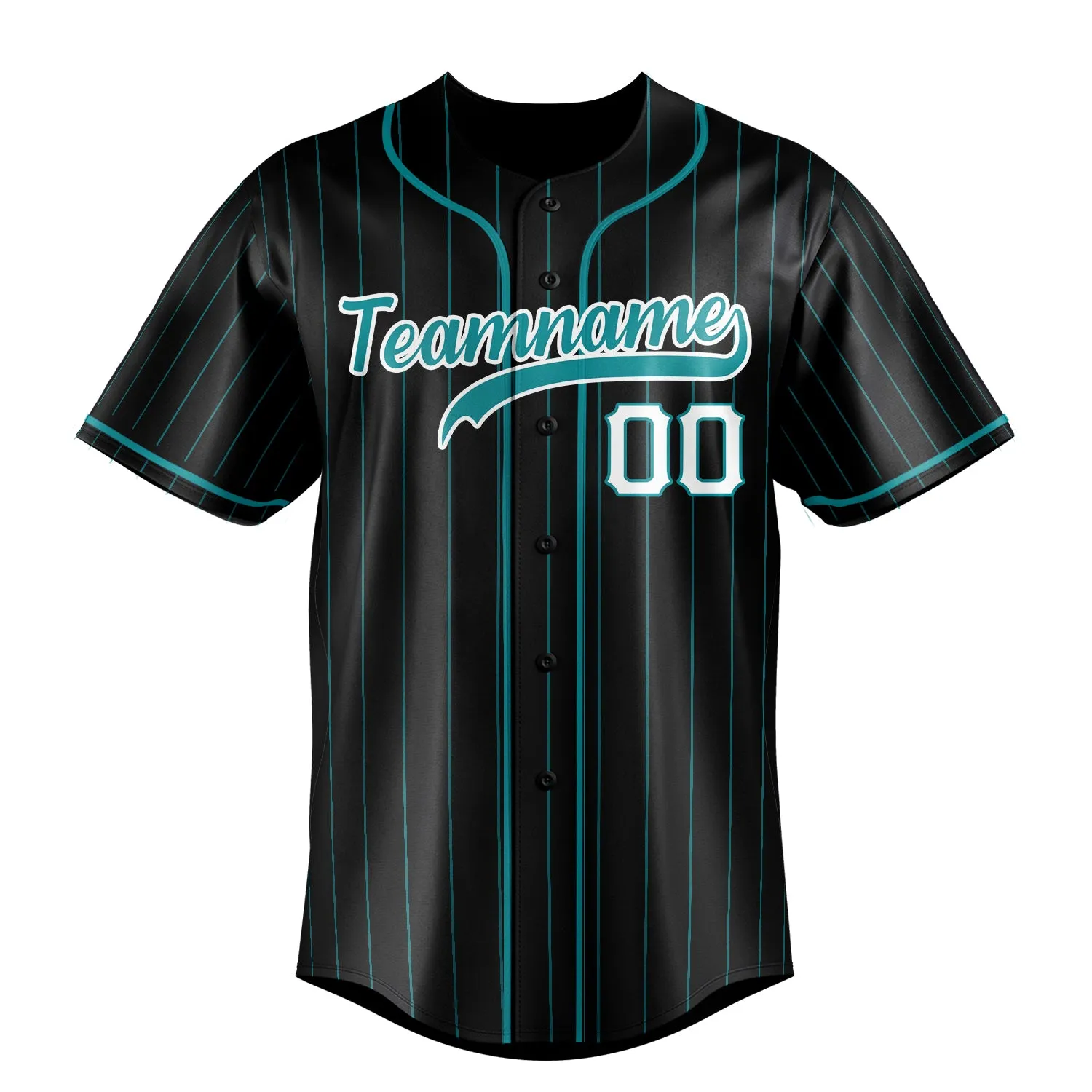 Custom Black & Aqua Aqua Pinstripe Fan Baseball Jersey sold by Tailorly product image thumbnail 2