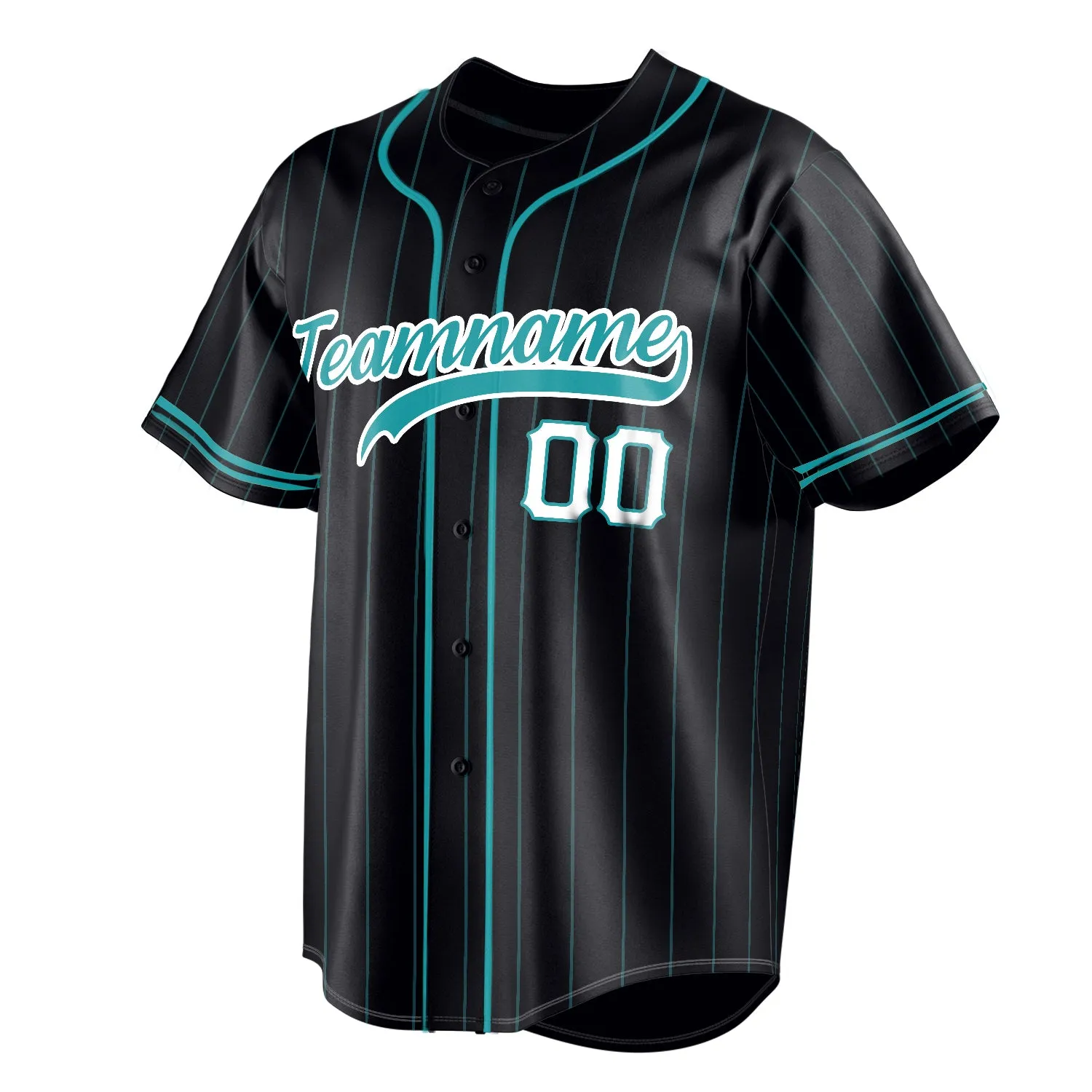 Custom Black & Aqua Aqua Pinstripe Fan Baseball Jersey sold by Tailorly product image thumbnail 3