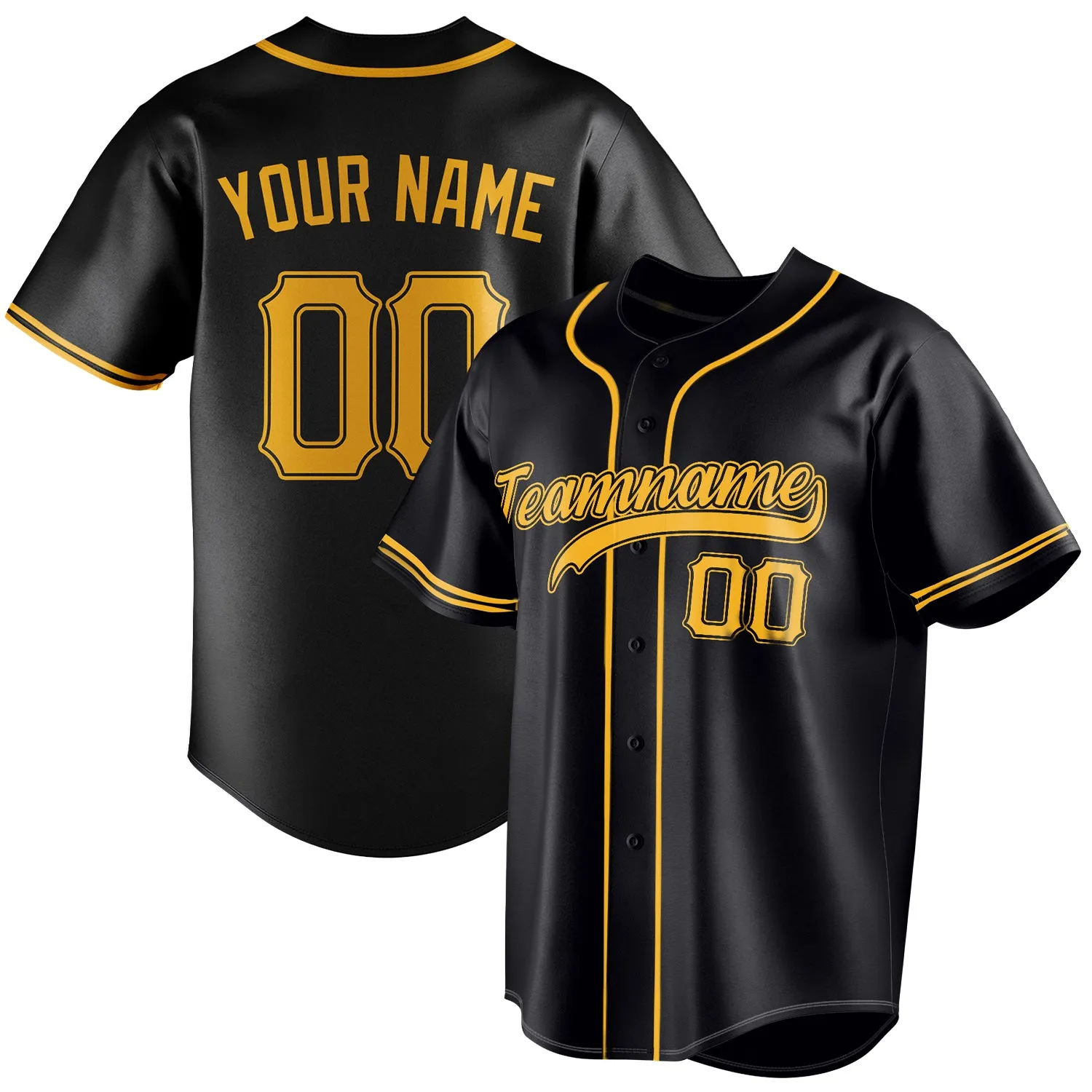Custom Black & Gold Color Fan Baseball Jersey sold by Tailorly