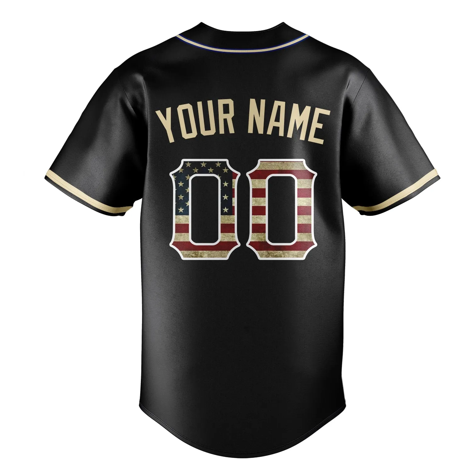 Custom Black & Cream Vintage USA Flag Fan Baseball Jersey sold by Tailorly product image thumbnail 4