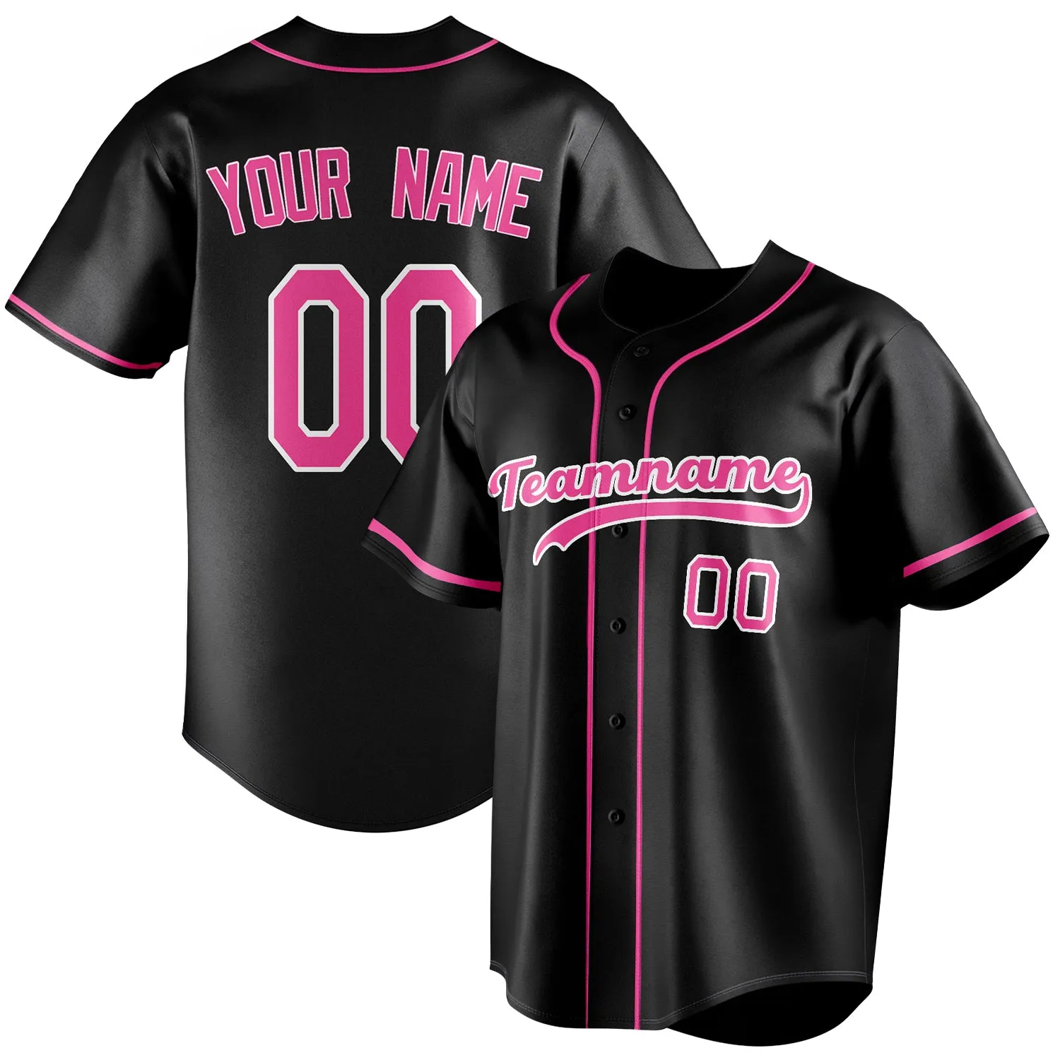 Custom Black & Pink Color Fan Baseball Jersey sold by Tailorly