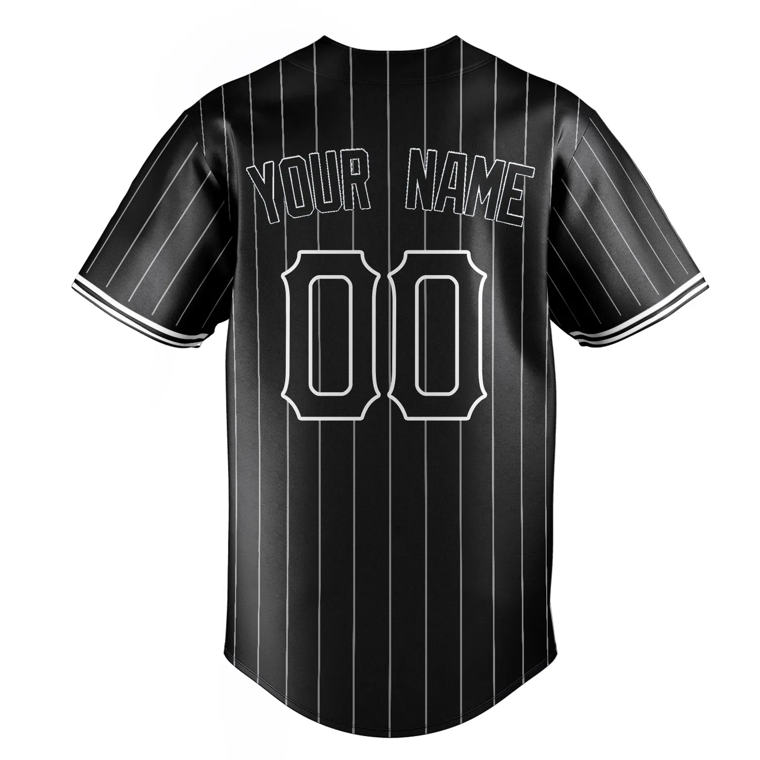 Custom Black & White White Pinstripe Fan Baseball Jersey sold by Tailorly product image thumbnail 4