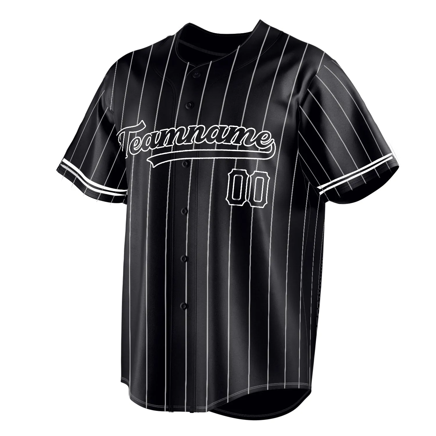 Custom Black & White White Pinstripe Fan Baseball Jersey sold by Tailorly product image thumbnail 3