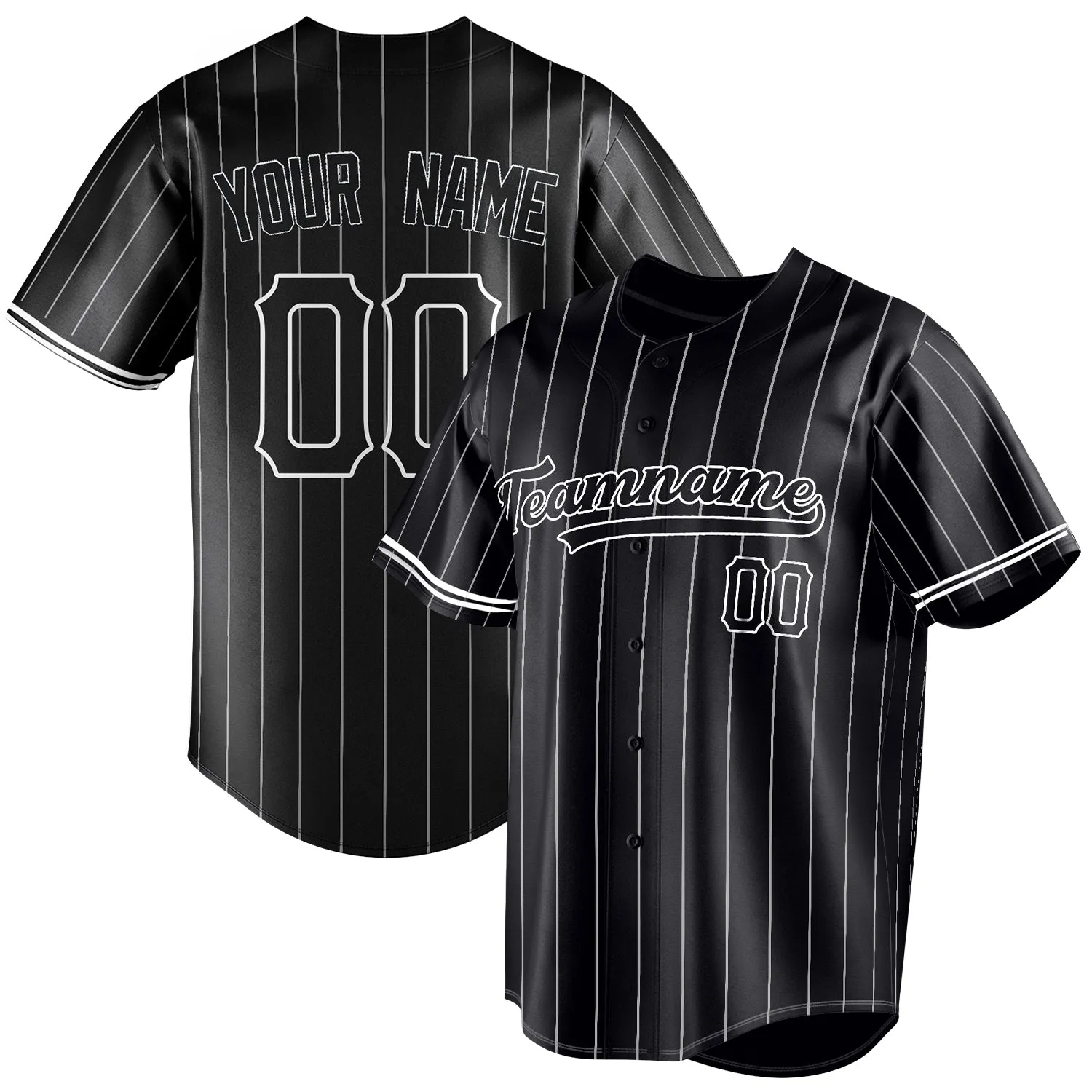 Custom Black & White White Pinstripe Fan Baseball Jersey sold by Tailorly