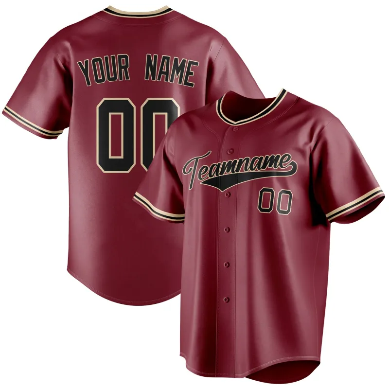 Custom Crimson & Black Color Fan Baseball Jersey sold by Tailorly