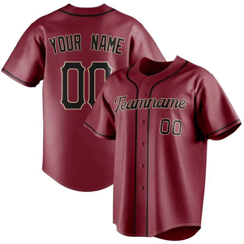 Custom Crimson & Black Color Fan Baseball Jersey sold by Tailorly