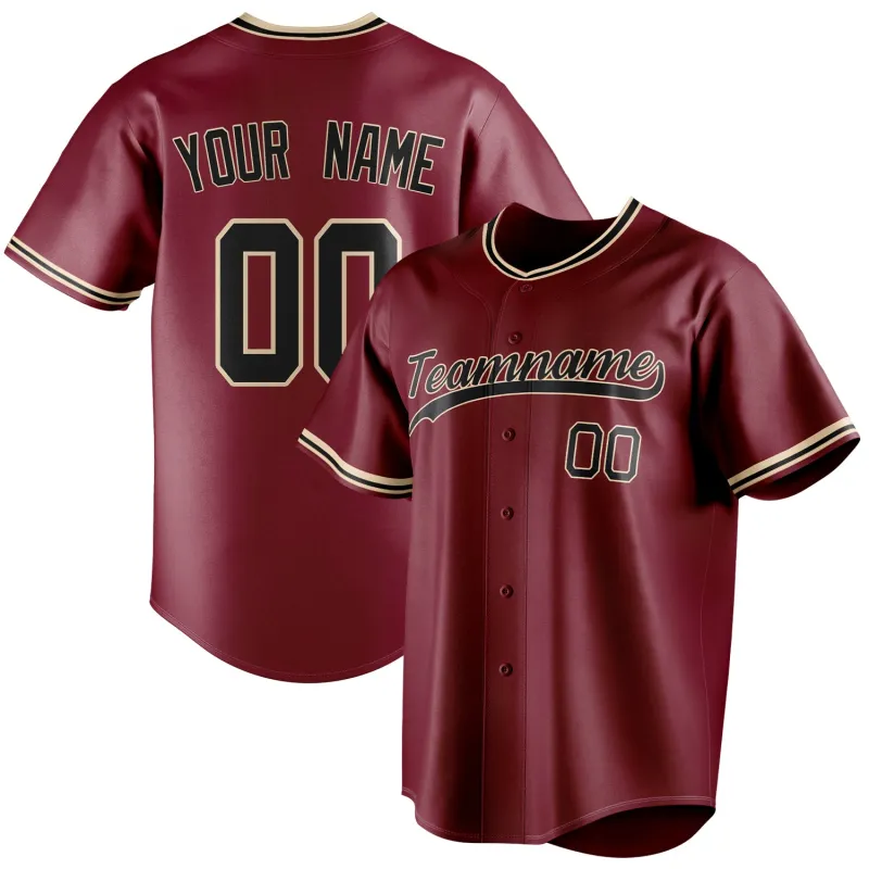 Custom Crimson & Black Color Fan Baseball Jersey sold by Tailorly