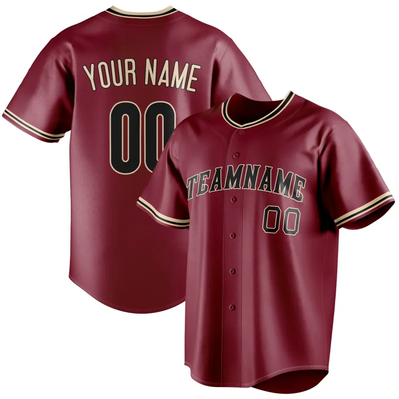 Custom Crimson & Black Color Fan Baseball Jersey sold by Tailorly