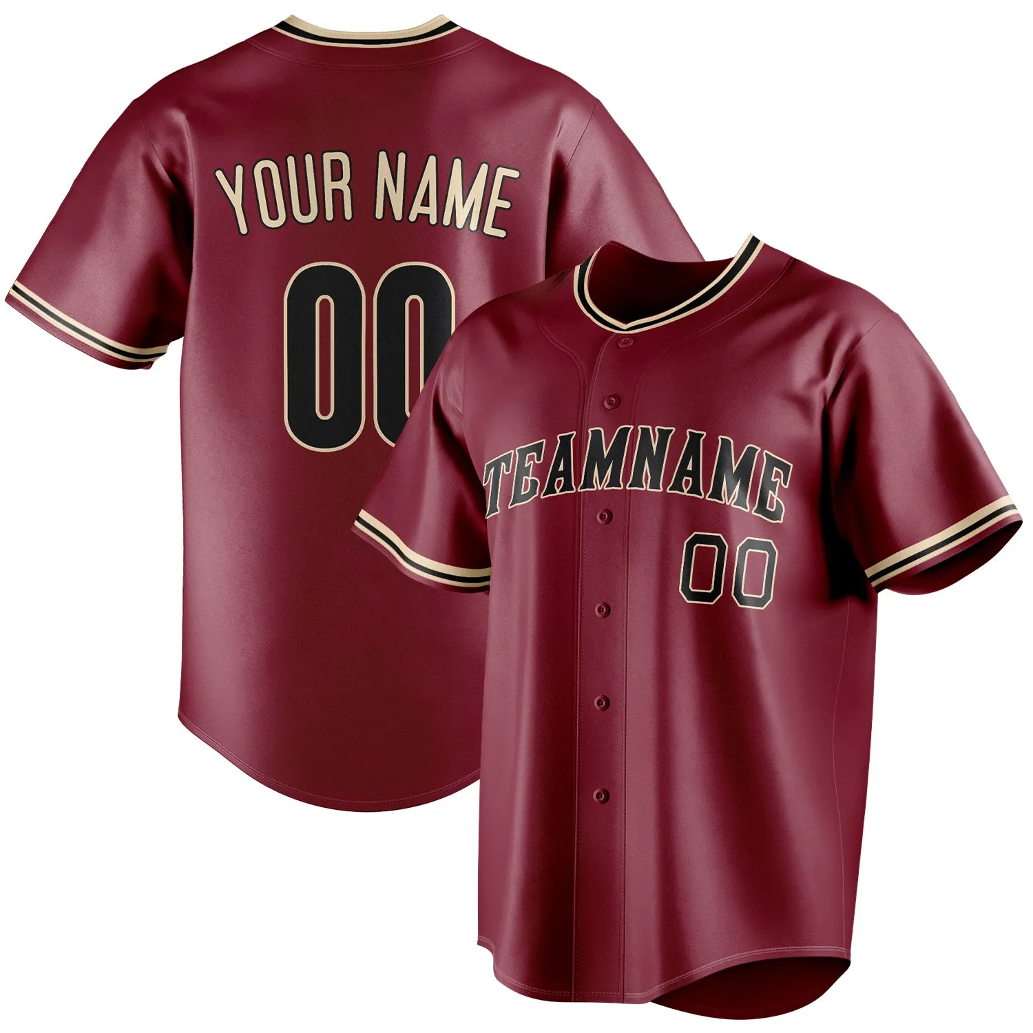 Custom Crimson & Black Color Fan Baseball Jersey sold by Tailorly