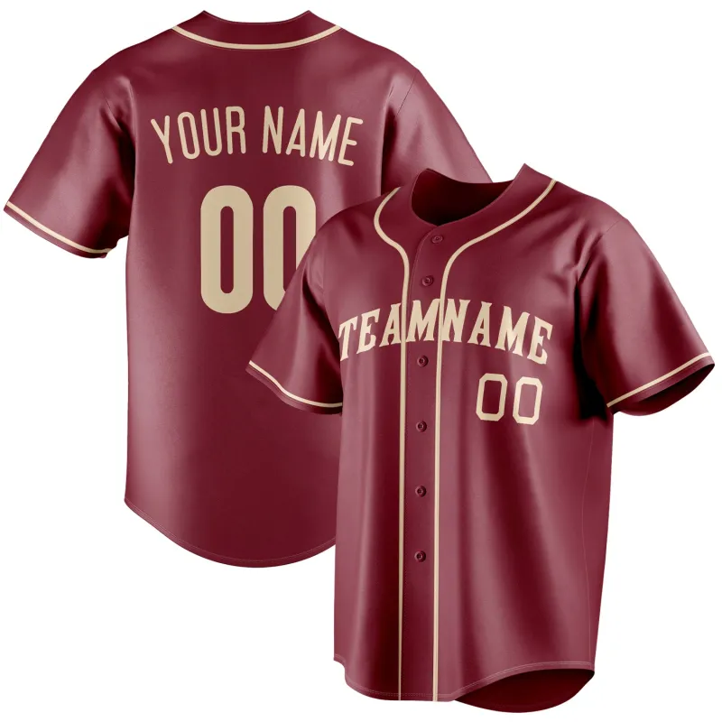 Custom Crimson & Cream Color Fan Baseball Jersey sold by Tailorly