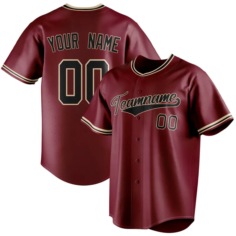 Custom Crimson & Black Color Fan Baseball Jersey sold by Tailorly