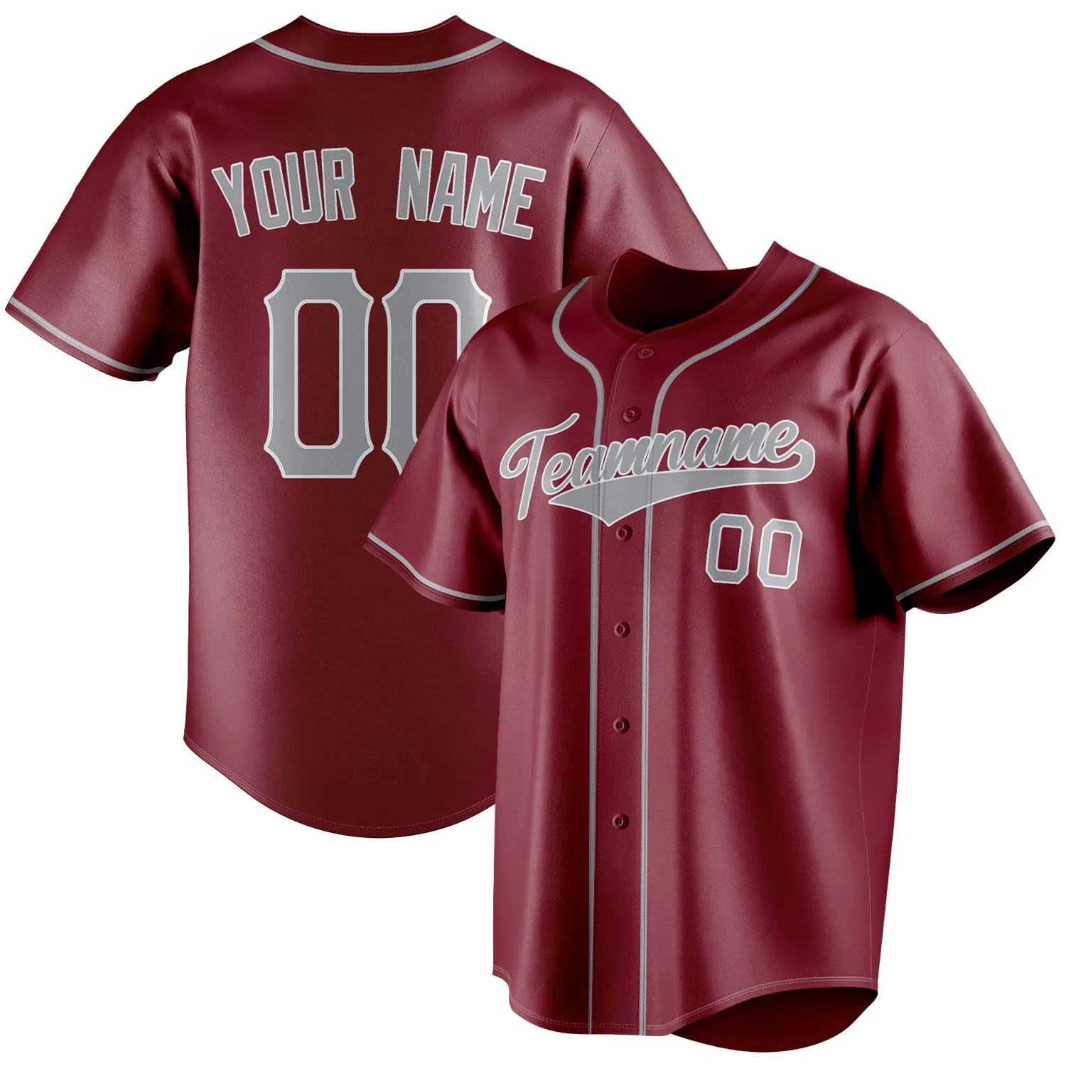 Custom Crimson & Gray Color Fan Baseball Jersey sold by Tailorly