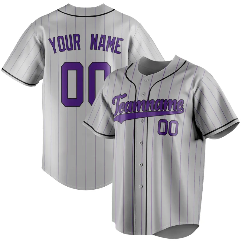 Custom Gray & Purple Color Fan Baseball Jersey sold by Tailorly
