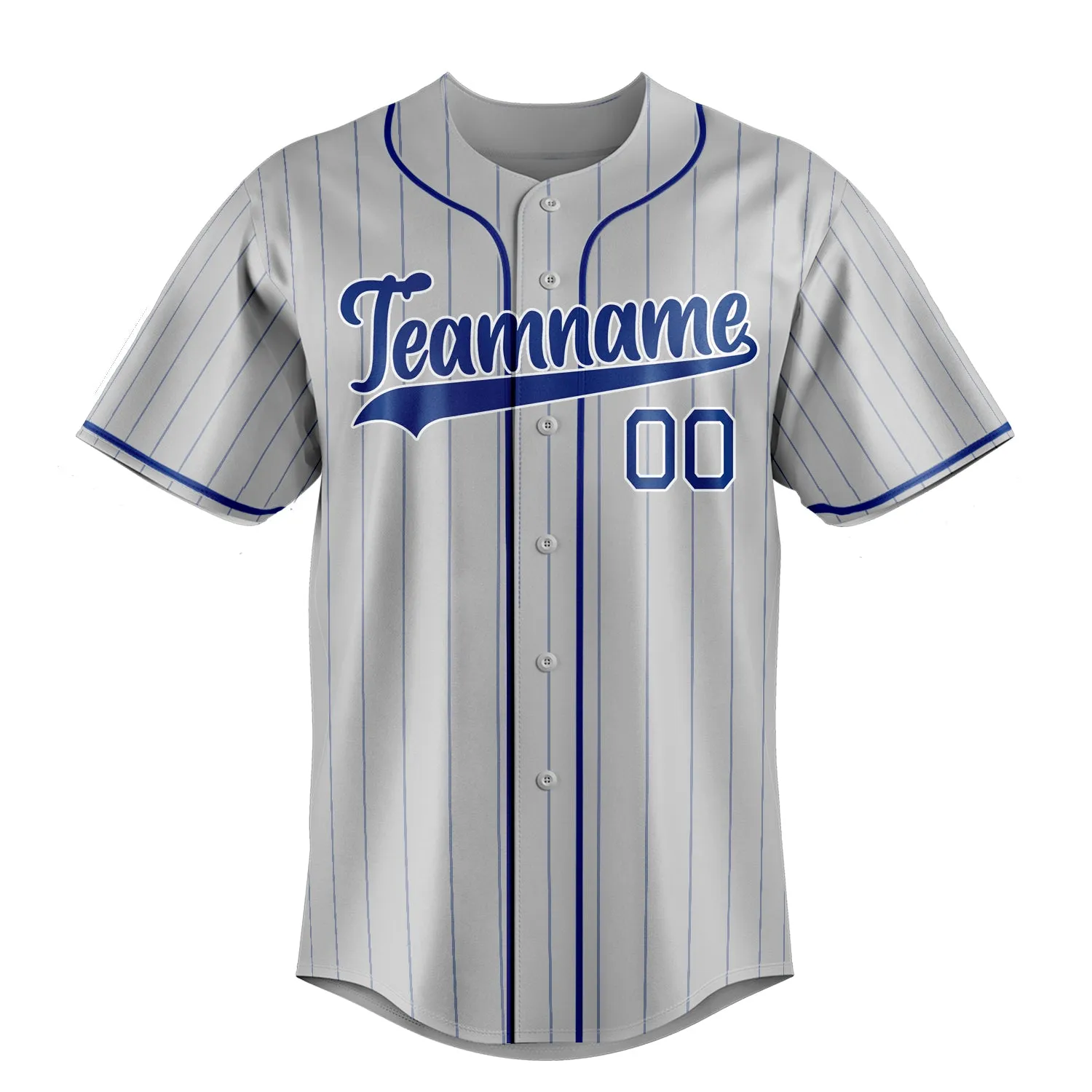 Custom Gray & Royal Royal Pinstripe Fan Baseball Jersey sold by Tailorly product image thumbnail 2