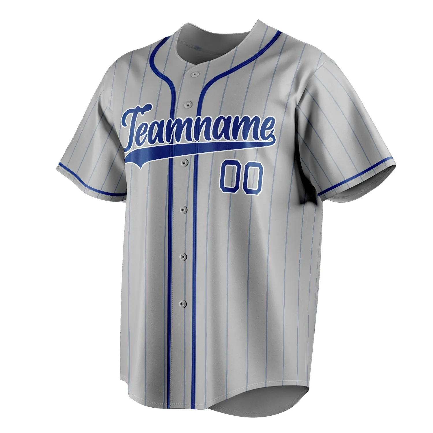 Custom Gray & Royal Royal Pinstripe Fan Baseball Jersey sold by Tailorly product image thumbnail 3