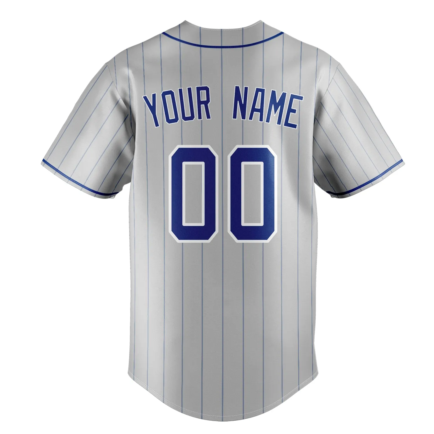 Custom Gray & Royal Royal Pinstripe Fan Baseball Jersey sold by Tailorly product image thumbnail 4